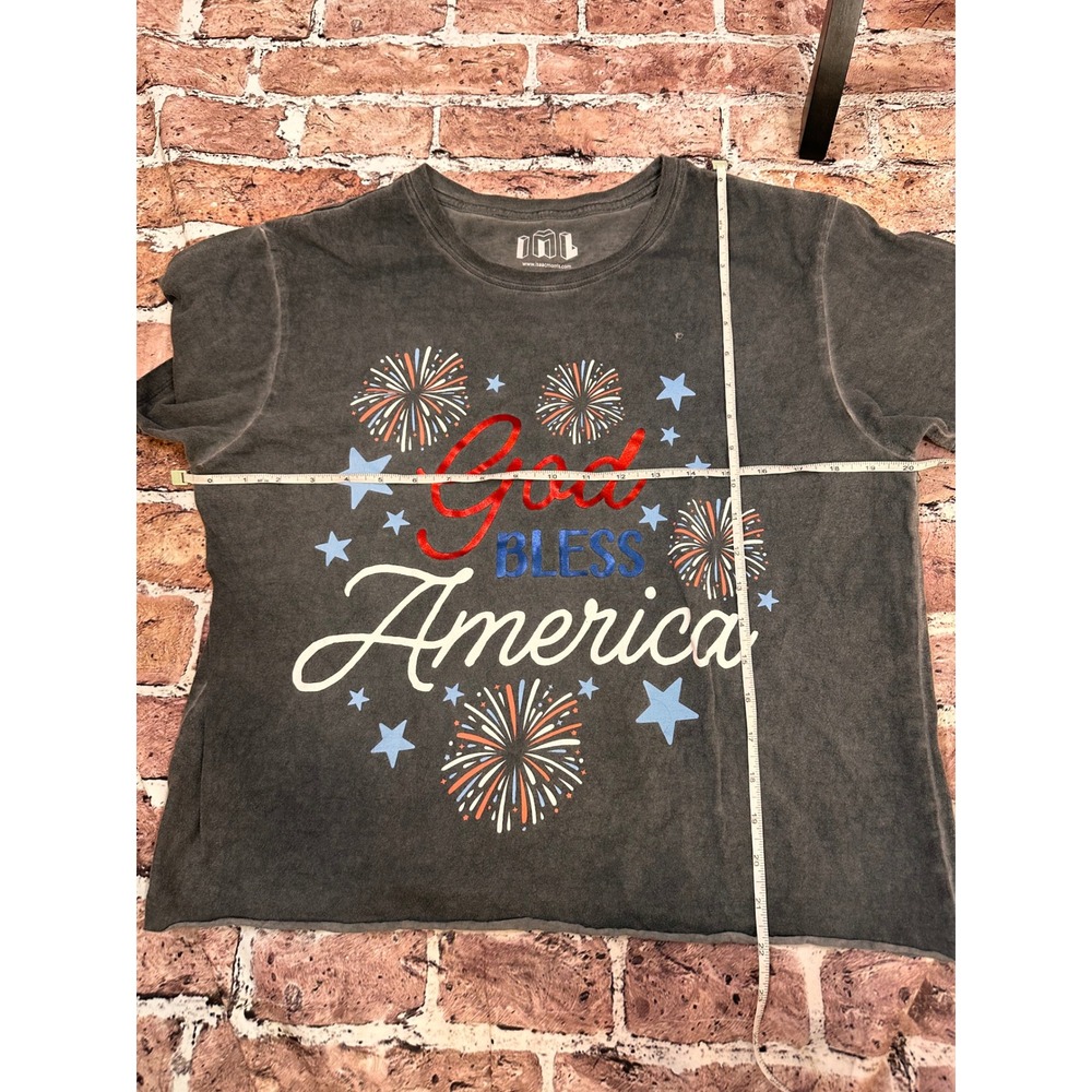 Isaac Morris God Bless America Graphic Tee Charcoal Mineral Wash Large L - Picture 7 of 9